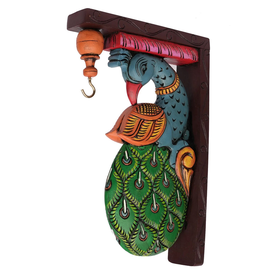 Handcrafted Peacock Wooden Bracket – 12
