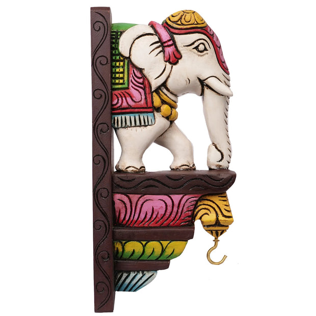 Handcrafted Elephant Wooden Bracket – 12" Height
