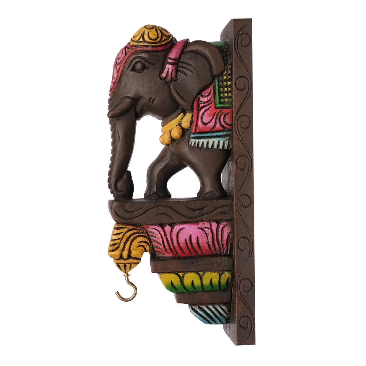 Handcrafted Brown Elephant Wooden Bracket – 12
