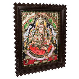 Embossed Gajalakshmi Tanjore Painting with 22K Gold Foil – Handcrafted – 15 × 12 Inches