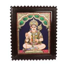 Embossed Tanjore Hanuman Painting with 22K Gold Foil – 15 × 12 Inches