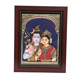 Tanjore Painting – Shiva Parvati with 22K Gold Foil – 6