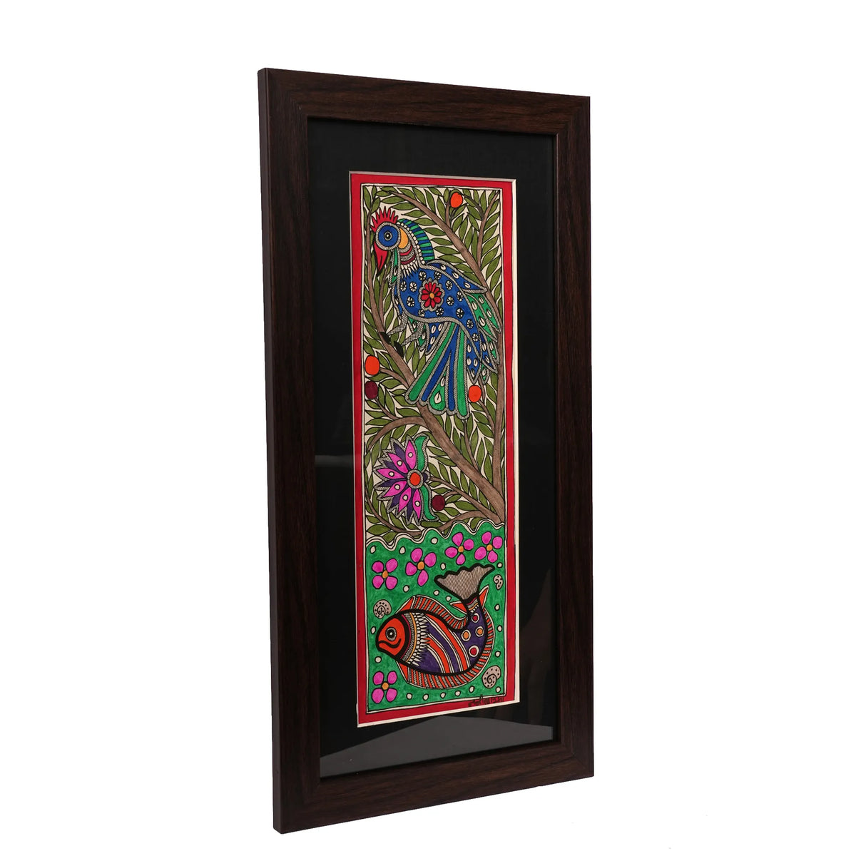 Traditional Madhubani Bird & Fish  Painting