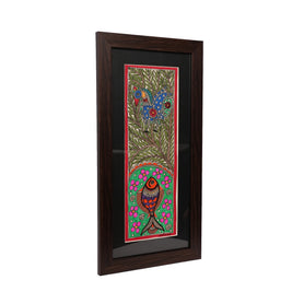 Traditional Madhubani Bird & Fish with Flower Painting