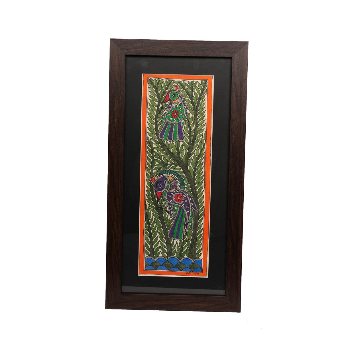 Madhubani Painting – Traditional Plant & Bird Artwork