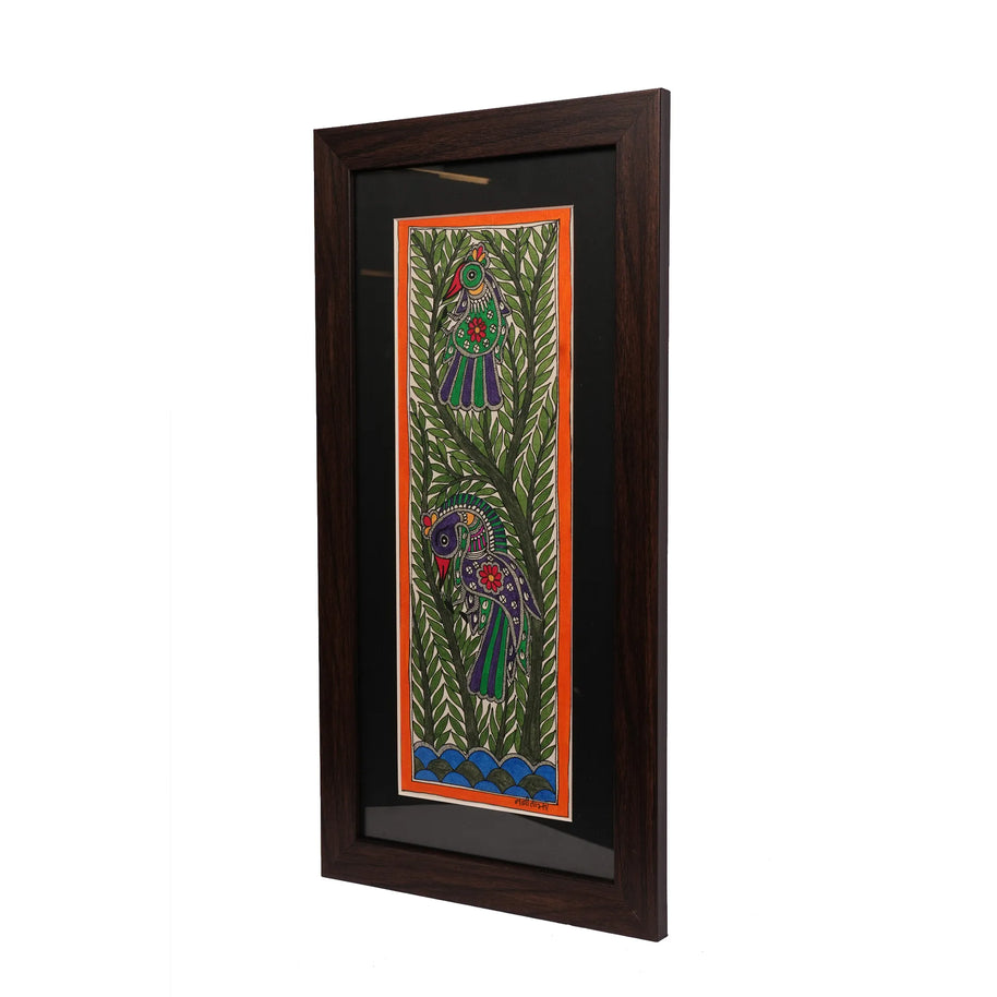 Madhubani Painting – Traditional Plant & Bird Artwork