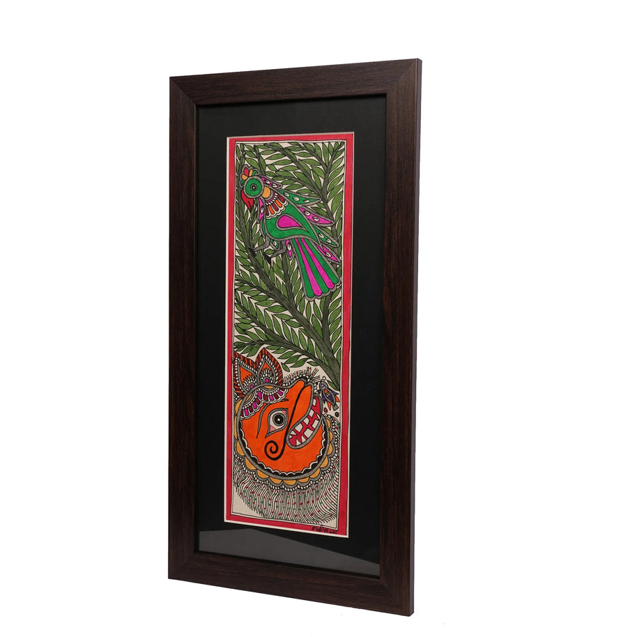 Madhubani Painting – Traditional Plant & Bird Artwork