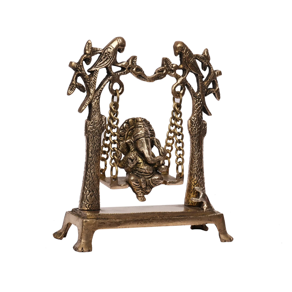 Handcrafted Brass Parrot Ganesha Idol – 9