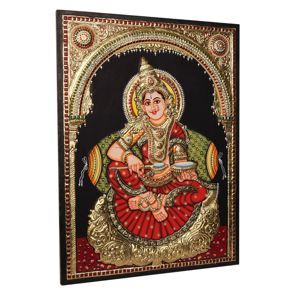 Annapoorneshwari Tanjore Painting with 22K Gold Foil – 24 × 18 Inches
