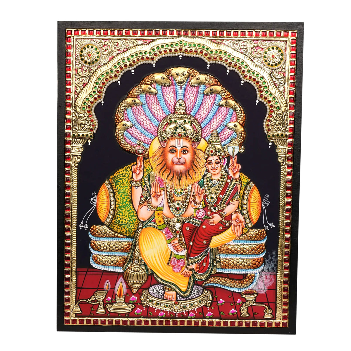 Lakshmi Narasimha Hand Painted Tanjore Painting