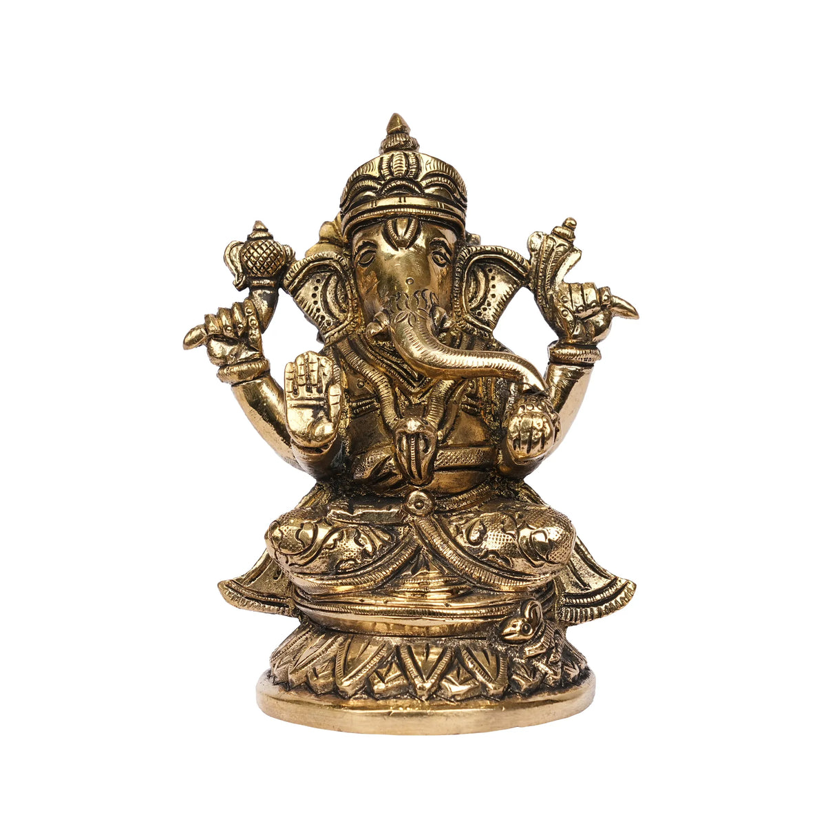 Brass Sitting Ganesha Idol – 5.5