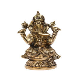 Brass Sitting Ganesha Idol – 5.5