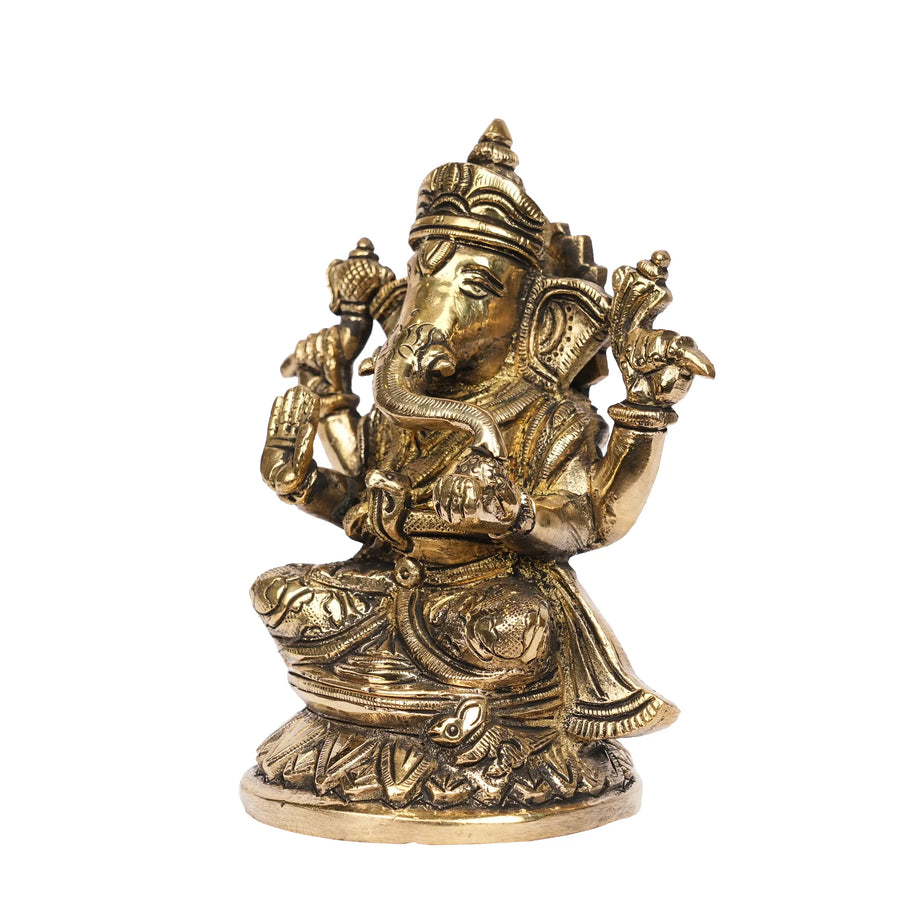 Brass Sitting Ganesha Idol – 5.5
