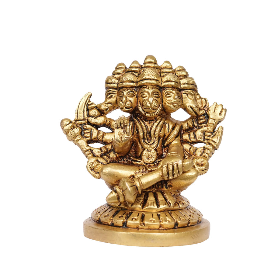 Brass Panchamukhi Hanuman Idol – 3" Height