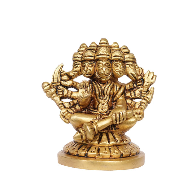 Brass Panchamukhi Hanuman Idol – 3" Height