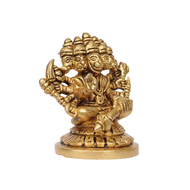 Brass Panchamukhi Hanuman Idol – 3" Height