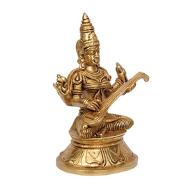 Brass Sitting Saraswathi Statue – 6