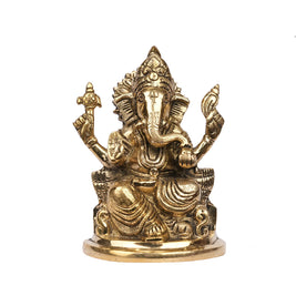 Handcrafted Brass Sitting Ganesha – 5.5