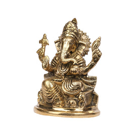 Handcrafted Brass Sitting Ganesha – 5.5