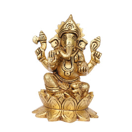 Brass Lotus Ganesha – 4.5