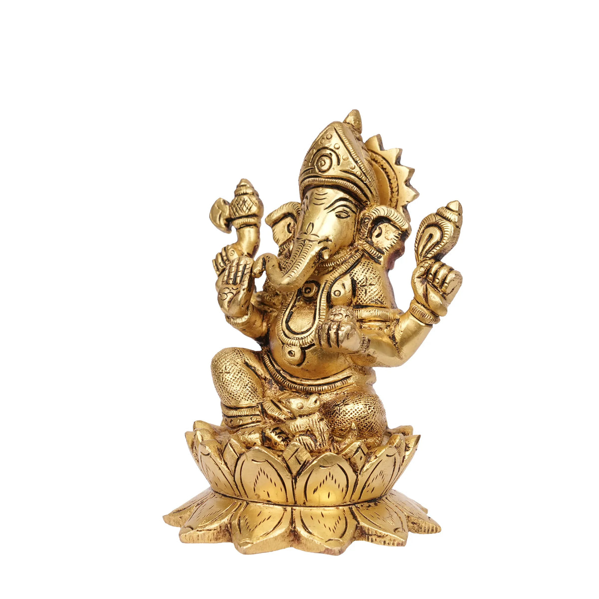 Brass Lotus Ganesha – 4.5
