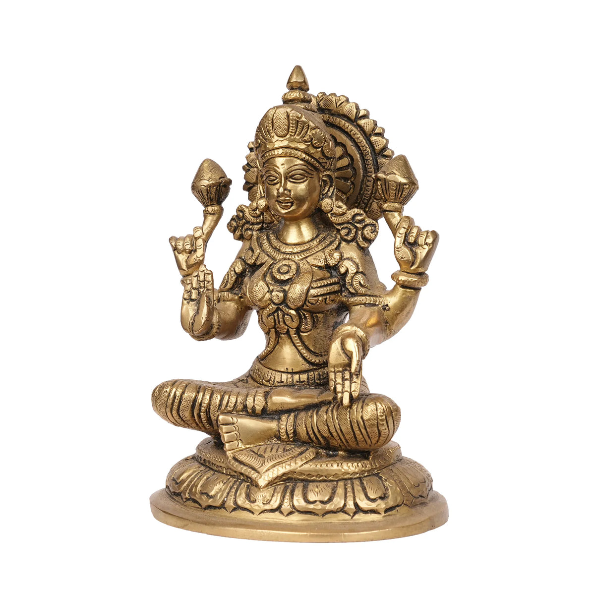 Brass Lakshmi Sitting Idol – 8