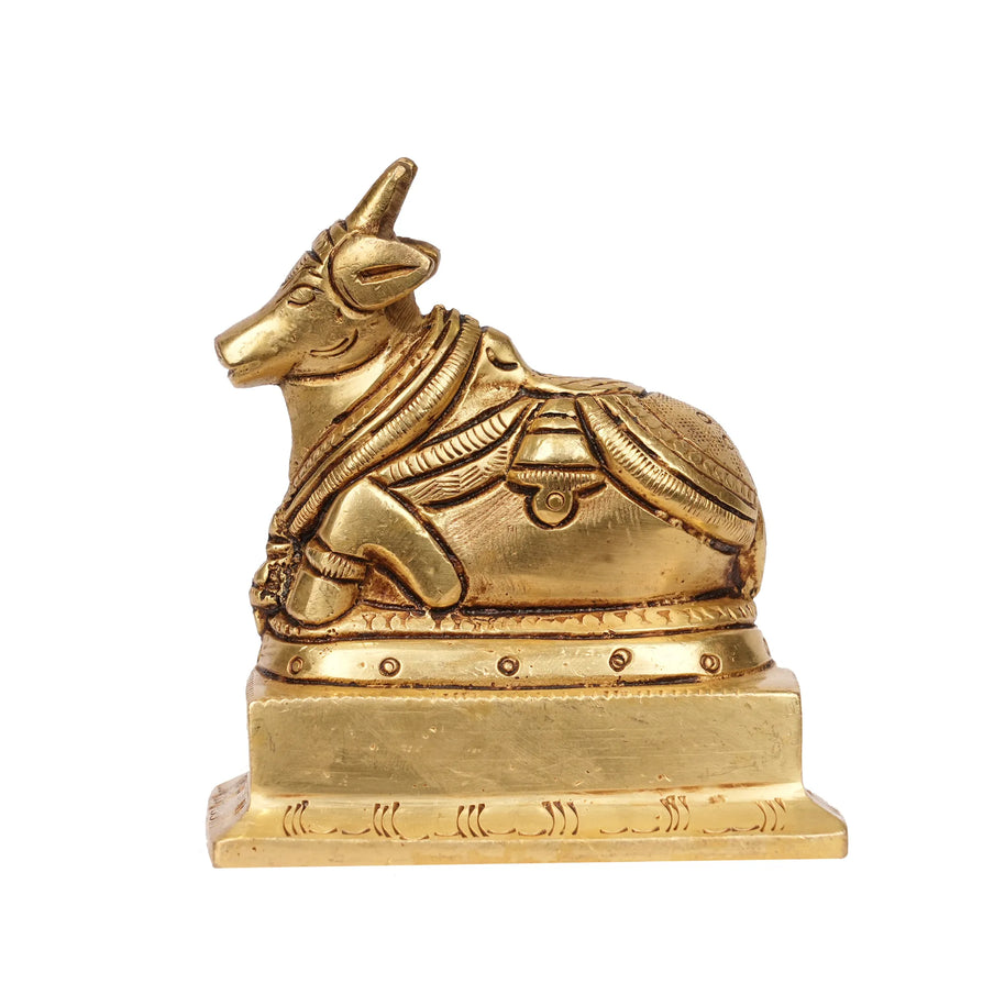 Brass Sitting Nandi Statue – 3.5" Height