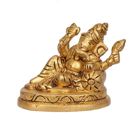 Handcrafted Brass Relaxing Ganesha Statue – 3