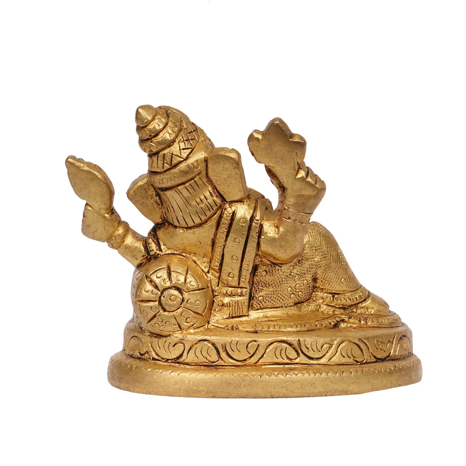 Handcrafted Brass Relaxing Ganesha Statue – 3