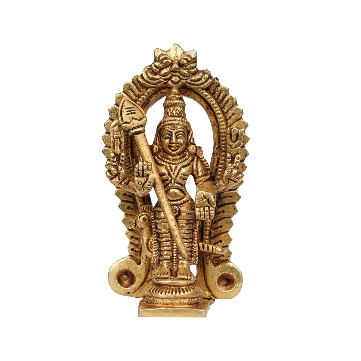Brass Murugan Idol in Frame – 4 Inch Height