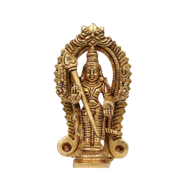 Brass Murugan Idol in Frame – 4 Inch Height