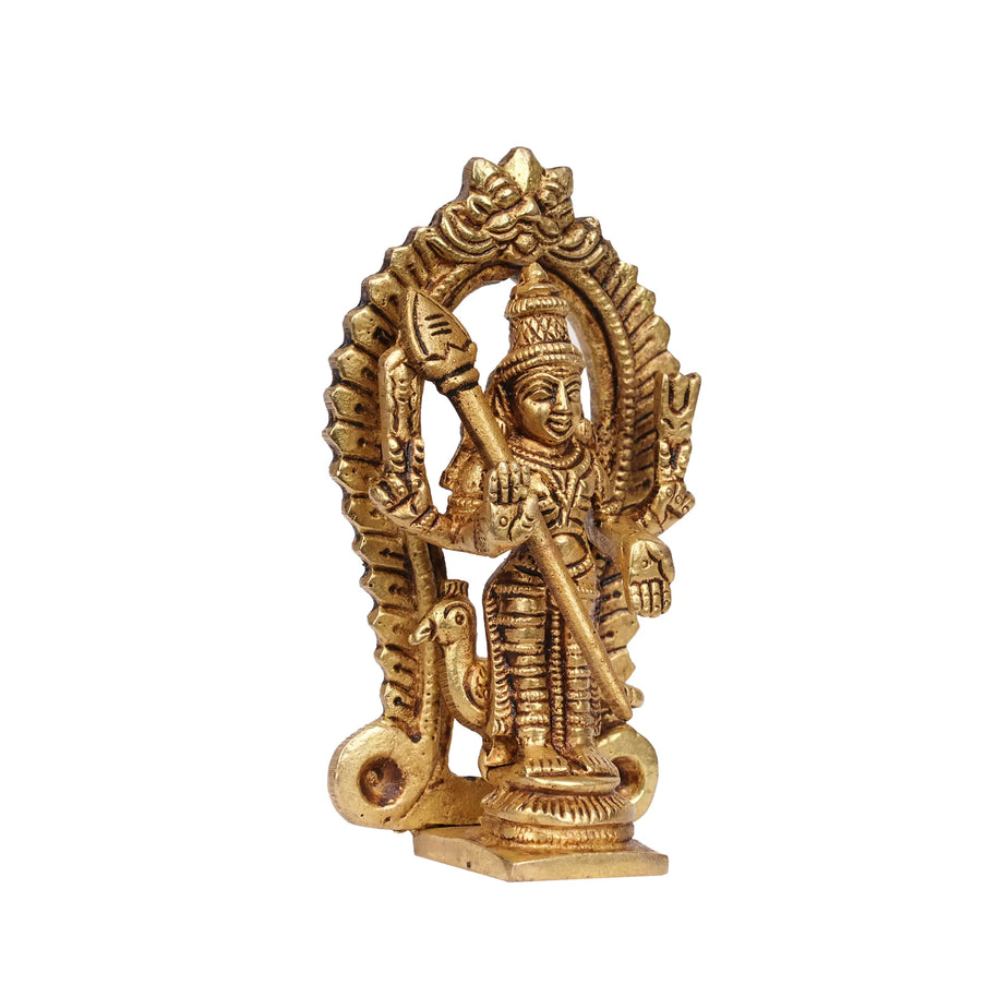 Brass Murugan Idol in Frame – 4 Inch Height