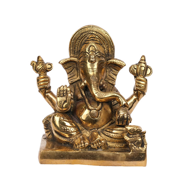Brass Ganesha Statue – 5" Height