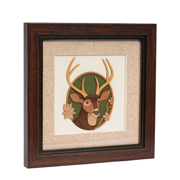 Sambar Deer – Handcrafted Wooden Artwork | 8×8 Inch