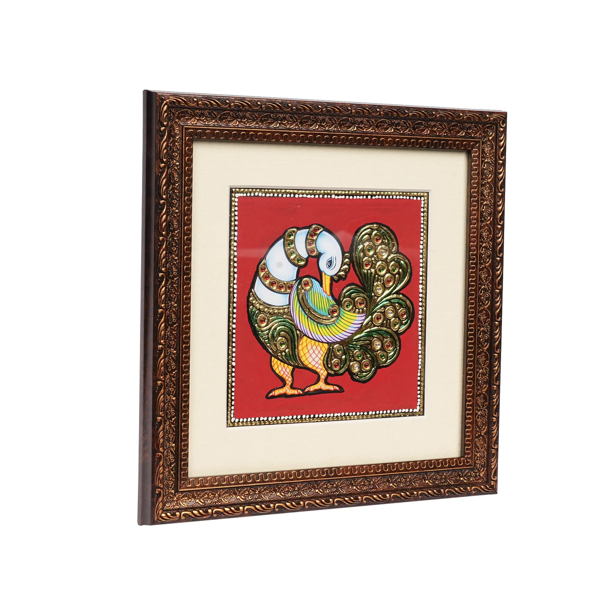 Handcrafted Traditional Peacock Painting – 6 × 6 Inches