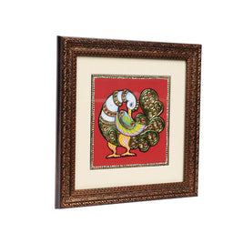 Handcrafted Traditional Peacock Painting – 6 × 6 Inches