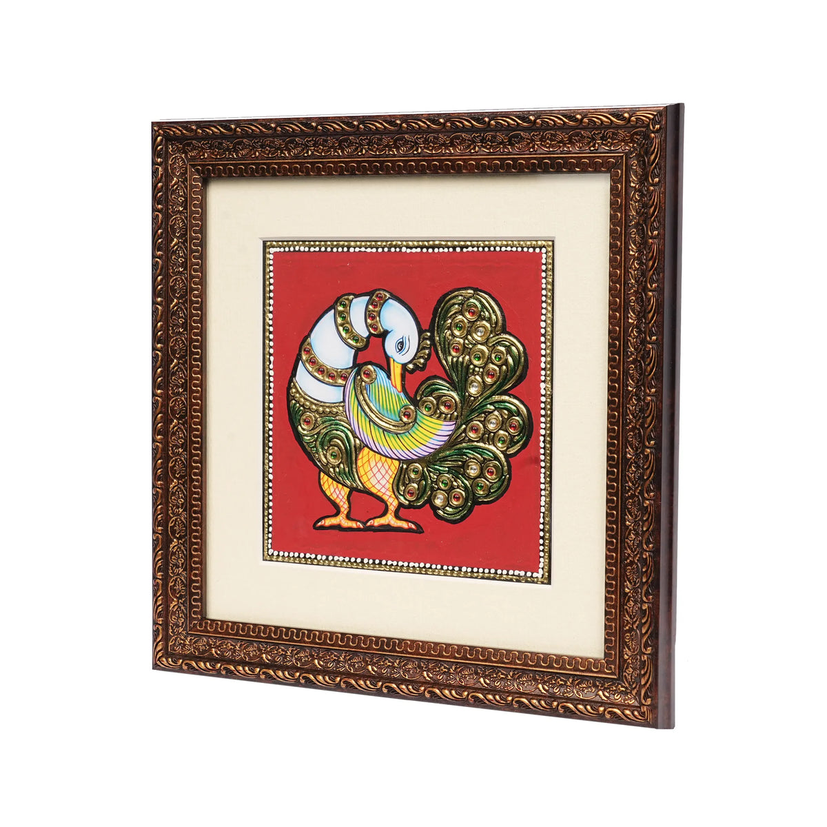 Handcrafted Traditional Peacock Painting – 6 × 6 Inches