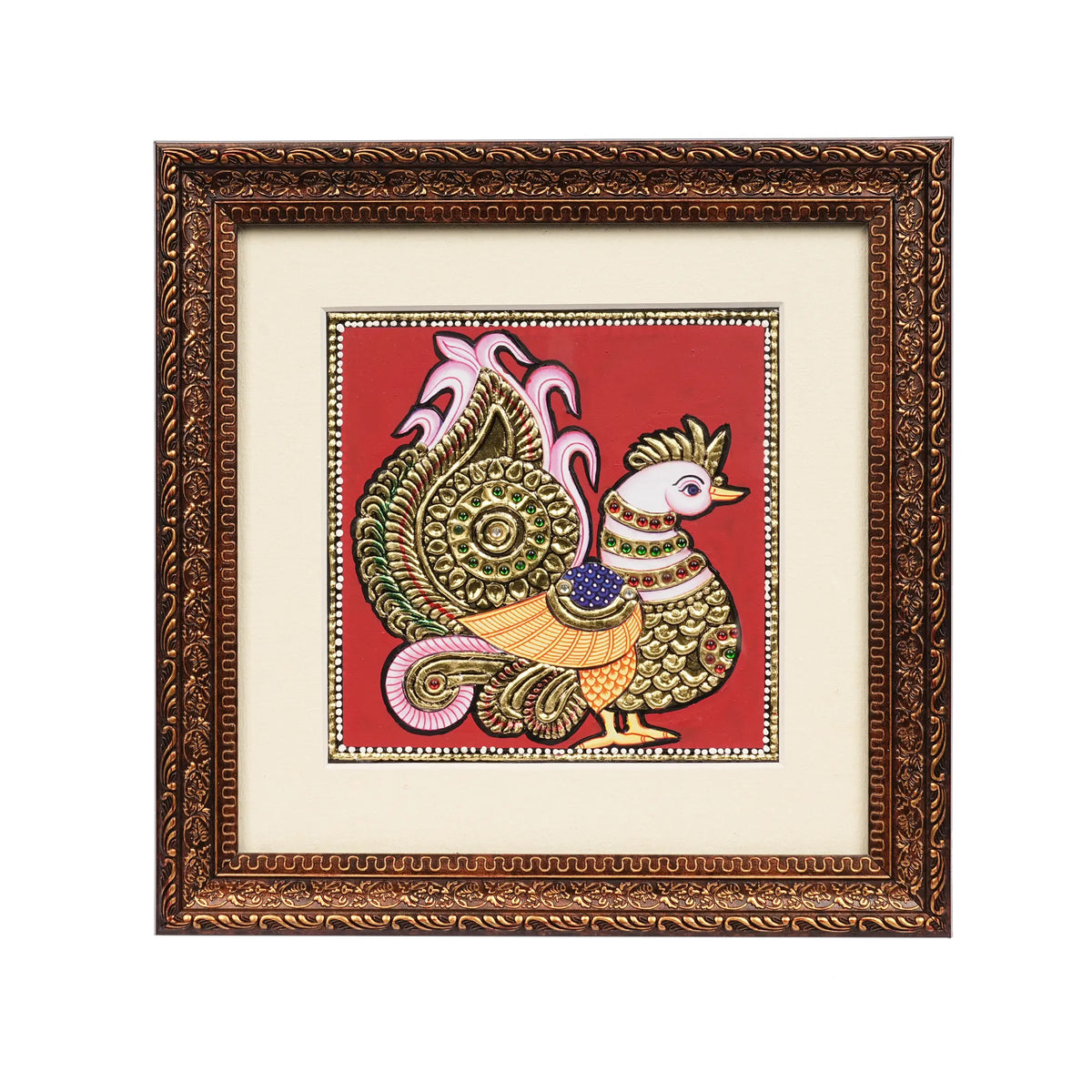 Handcrafted Traditional Peacock Design Painting – 6 × 6 Inches