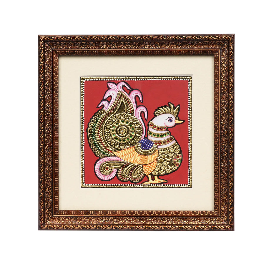 Handcrafted Traditional Peacock Design Painting – 6 × 6 Inches