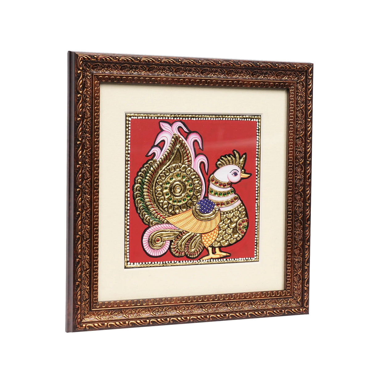 Handcrafted Traditional Peacock Design Painting – 6 × 6 Inches