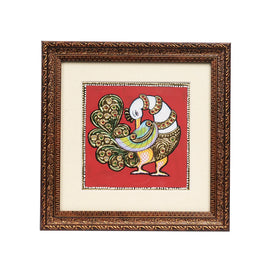 Handcrafted Traditional Peacock Left-Side Painting – 6 × 6 Inches