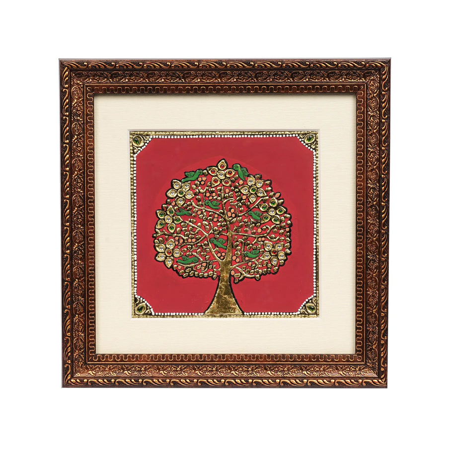 Handcrafted Traditional Tree Painting – 6 × 6 Inches
