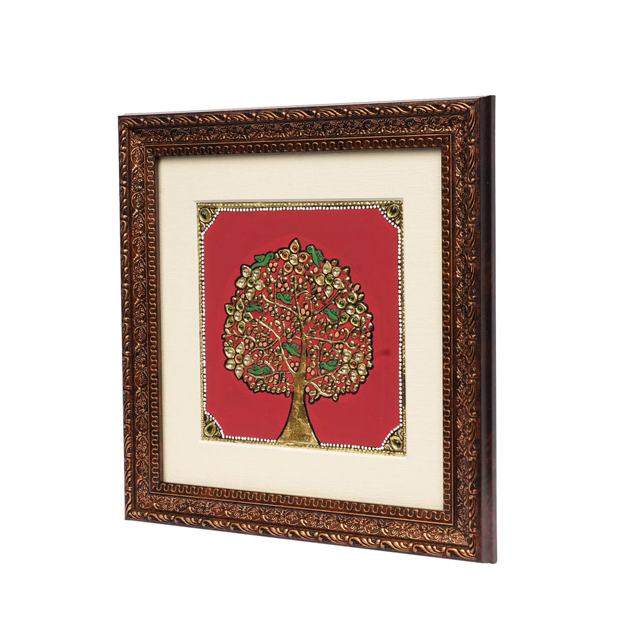 Handcrafted Traditional Tree Painting – 6 × 6 Inches
