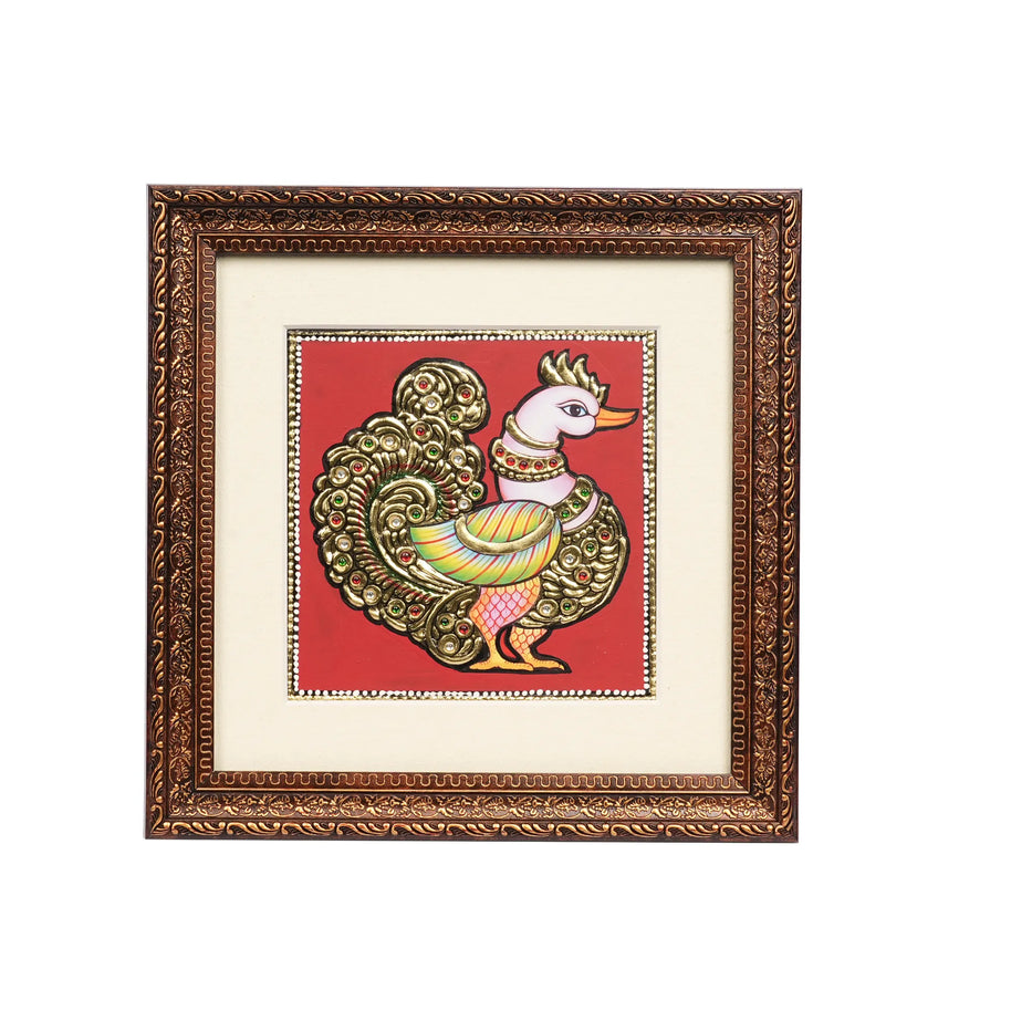 Handcrafted Traditional Peacock Painting – 6 × 6 Inches