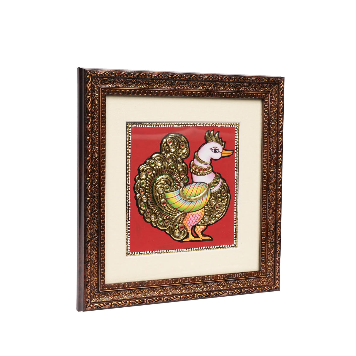 Handcrafted Traditional Peacock Painting – 6 × 6 Inches