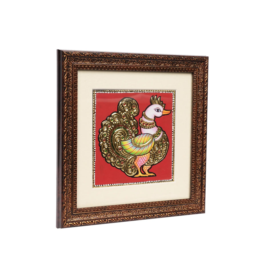 Handcrafted Traditional Peacock Painting – 6 × 6 Inches