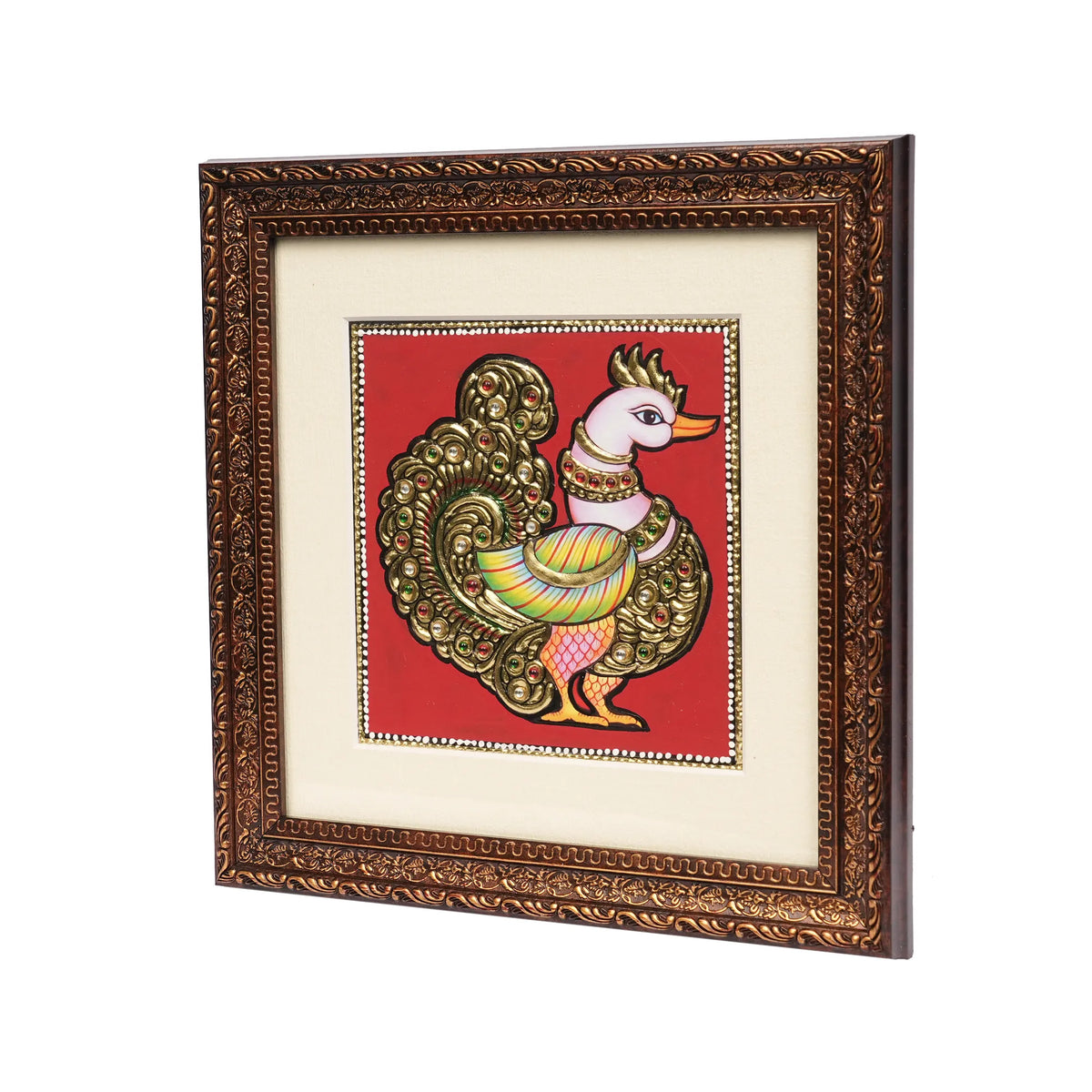 Handcrafted Traditional Peacock Painting – 6 × 6 Inches