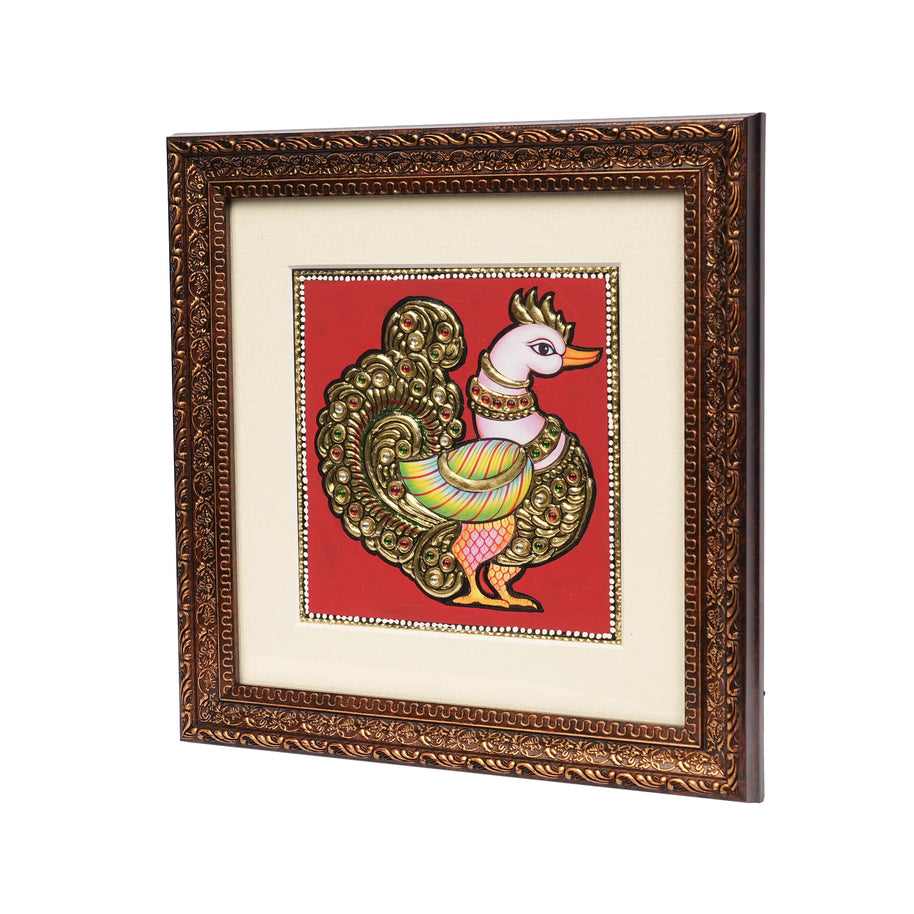 Handcrafted Traditional Peacock Painting – 6 × 6 Inches