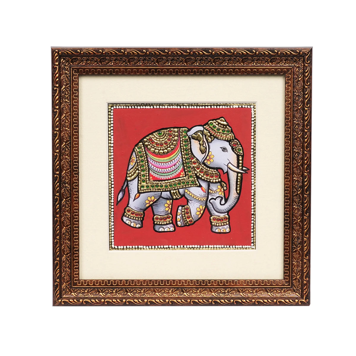 Handcrafted Traditional Elephant Painting – 6 × 6 Inches