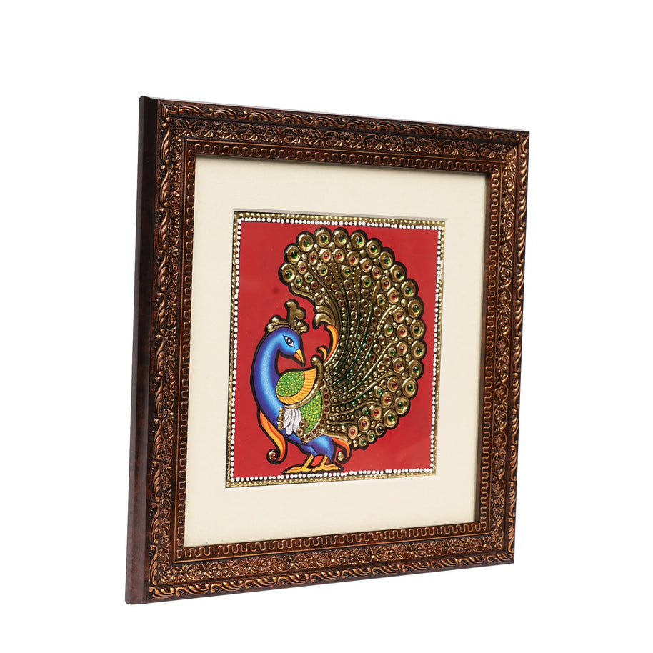 Handcrafted Traditional Peacock Painting – 6 × 6 Inches